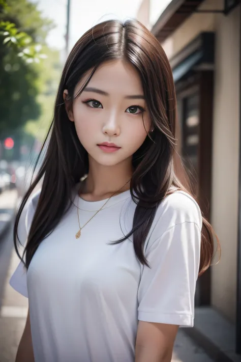 portrait, girl 20 years old, asian, realistic face, looks at the viewer in the face