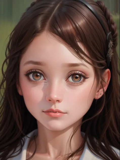 "Close-up portrait of a girl in an oil painting style."