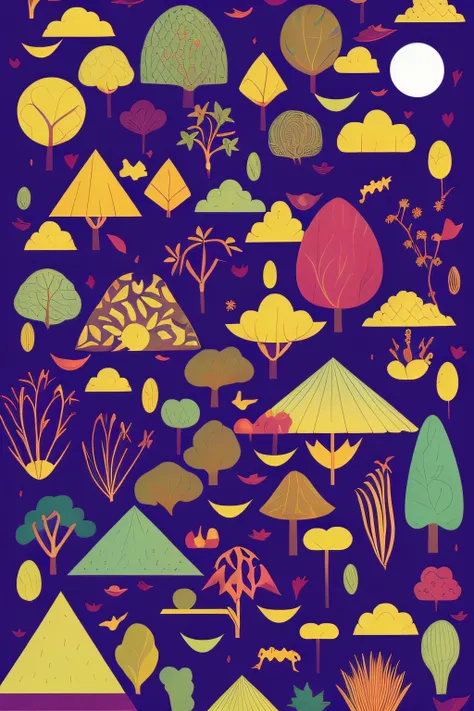 seeds，ln the forest，disaster，shadowy，unholy，Graphic illustration，Maximalism，KIDS ILLUSTRATION，Geometric design