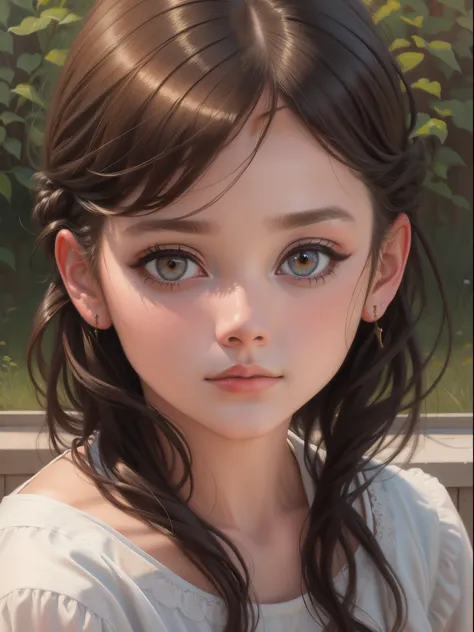 "Close-up portrait of a girl in an oil painting style."