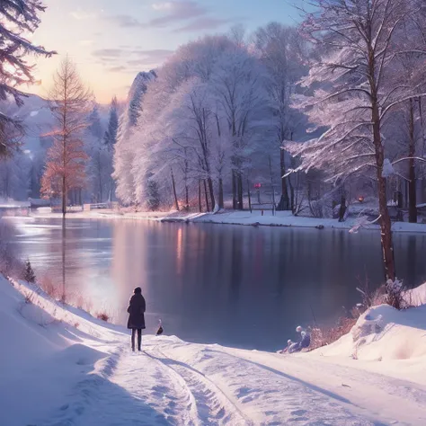 beautiful landscapes of winter anime makoto shinkai masterpiece --auto --s2