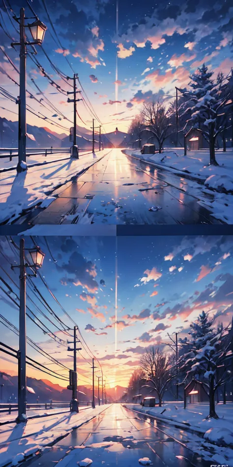 beautiful landscapes of winter anime makoto shinkai masterpiece --auto --s2