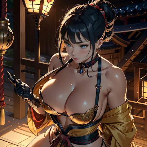 Beautiful samurai, Japanese armor ,(katana in hand),(((Combat pose))),trending on artstationh, Sharp focus,, Intricate details, Highly detailed,, intricate face details,Curvy physique, Thick body, (upper body no clother),(No bra),((fullnude)),(((Breast out...