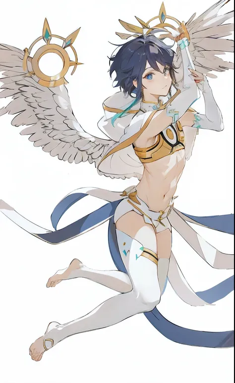 Anime boy has a huge wing。