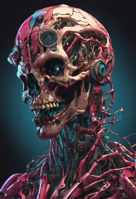 Exploded dark male cyborg by Nychos