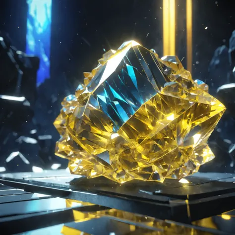 a yellow crystal, object, octane render, unreal engine, 3D, 8K, ultra detailed, intricate