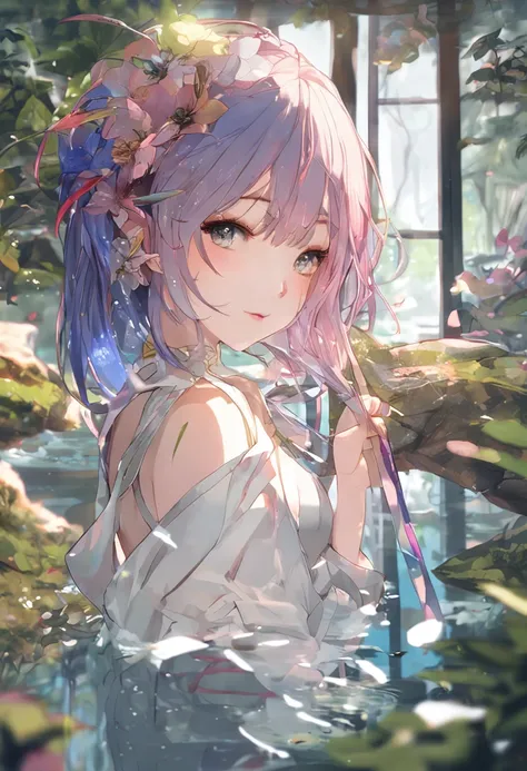 assistant、「assistant」Highly detailed CG unity 8k wallpapers in the highest quality、Maximum descriptive power、extremely delicate and beautiful、Floating feeling、hight resolution、Dynamic angles、Dynamic posture、女の子1人、blue eyess、Colored hair is(silber hair:1.3+...