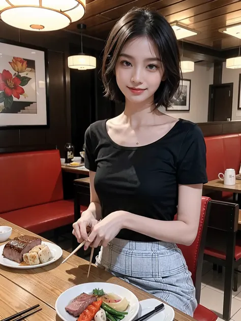 ((smallunderboob,Tomboyish,small heads)), (Well-defined abs: 1.1), (perfect bodies: 1.1), (short-length straighthair: 1.2), Black hair, upper body photos, attractive collarbone，（极其细致的CG 8k壁纸），（Extremely refined and beautiful），（Masterpiece），（best qualtiy：1....