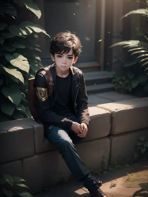 A boy sit in the Black chair with background with bright and light all comes boy is hansome