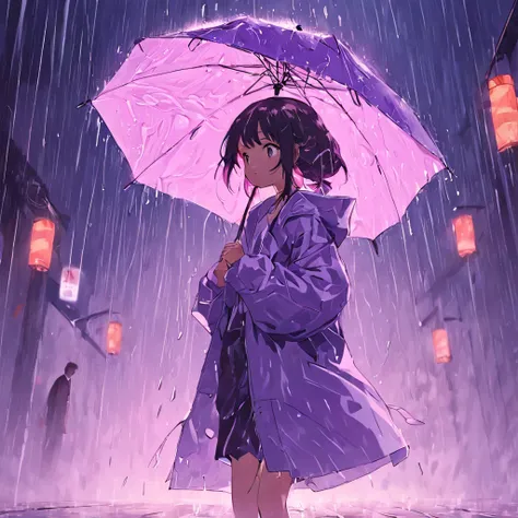 Rain Alley，A lilac sticks out of the alley，Girl walking down the alley with oil-paper umbrella，drizzle，Gangnam style(White background:1.4),(Silhouette of a girls head, Eyes closed, Oriental elements)，(Chinese illustration:1.3，paper art:1.3, Quilted paper a...