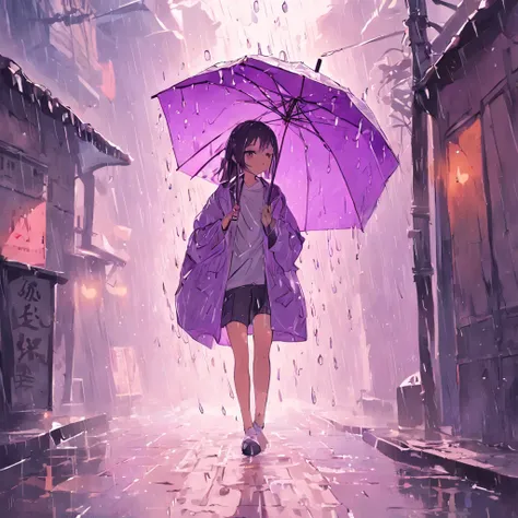 Rain Alley，A lilac sticks out of the alley，Girl walking down the alley with oil-paper umbrella，drizzle，Gangnam style(White background:1.4),(Silhouette of a girls head, Eyes closed, Oriental elements)，(Chinese illustration:1.3，paper art:1.3, Quilted paper a...