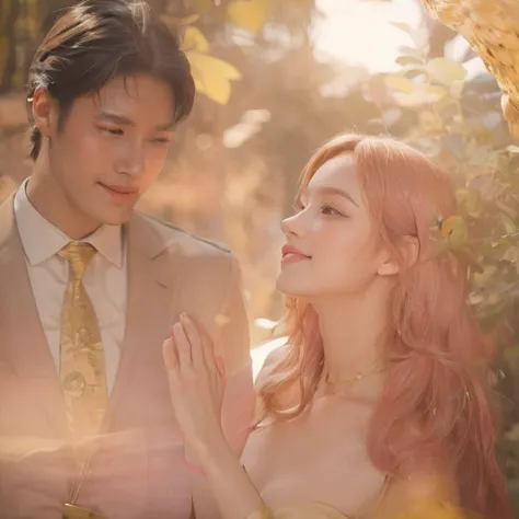 (Realistic),(masterpiece:1.2), (bestquality:1.2),looking at the audience, dramatic pose,(Walk in the forest in the morning.), Golden Hour, dim lighting, rim lights,
1girl beauty 18yo, Little smile, long shot, (Comfortable pink),(jewelry:1.1),long-haired, (...