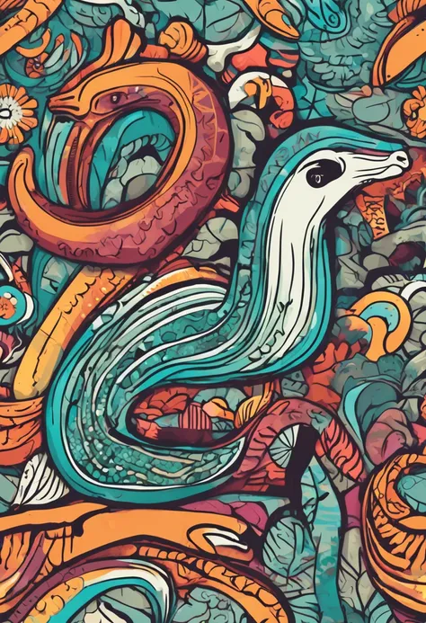 um close up de um anteater correndo em um fundo colorido, Digital octopus , arte vetorial altamente detalhada, Jen Bartel, estilo de arte impressionante, estilo de arte vetorial, arte do Adobe Illustrator, Arte de Alessandro Pautasso, Arte vetorial HD, Hor...