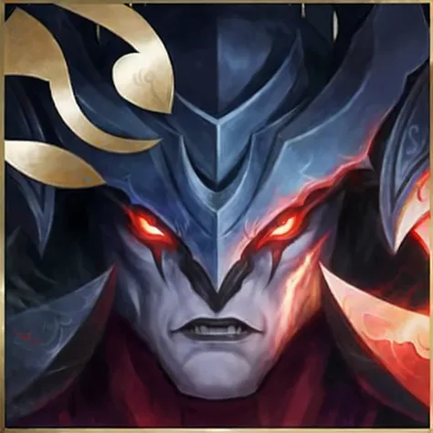 Close-up of a demon face with red eyes, heise jinyao, onmyoji portrait, onmyoji, infernal enigma, nasus, Silas, style of league of legends, Artgrem, painted portrait of mordekaiser, portrait of hades, Palatial and threatening faces, Splash Art, arcane jayc...