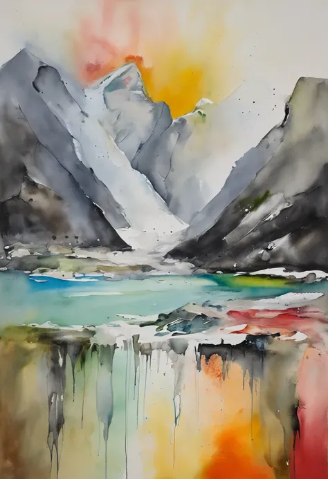 （aquarela paiting，Swiss glaciers