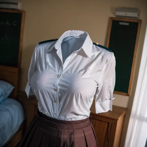 (girls school blouse:1.7) , (school blouse suits swells as if worn by invisible girl:1.7),((invisible, no humans:1.7, headless:1.7, handless, legless)), (big breasts:1.9),(on the bed), pose,
(8k, RAW photo, best quality, masterpiece:1.2), (realistic, photo...