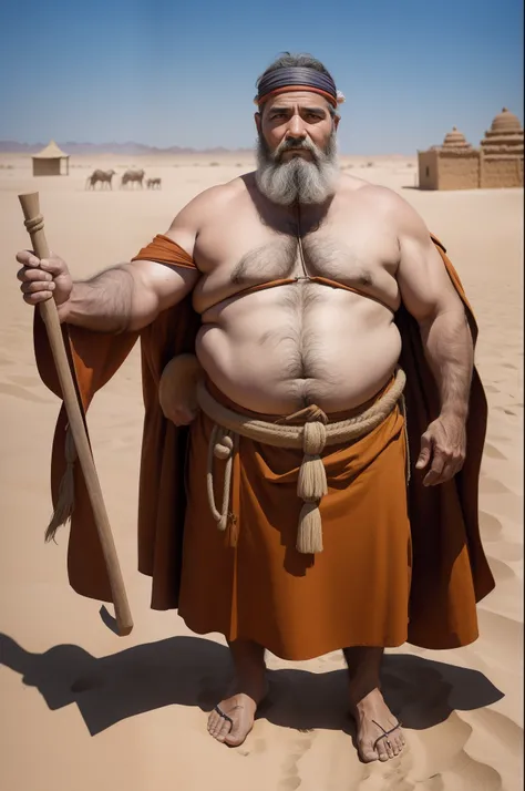 samuel, Biblical character, sumo sacerdote, 45 anos, barba grande, deserto, olhando para a frente, Bible, Estilo realista