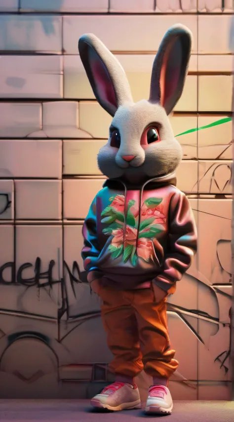 3d model bunny kids / kids aliexpresscom, in the style of graffiti-inspired portraiture, uhd image, canon eos 5d mark iv, harsh realism, chromepunk, dolly kei, warm tonal range