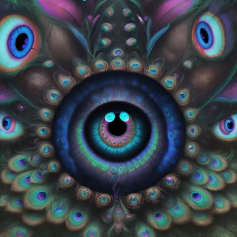 a close up of a colorful eye with a peacock feather, mystic eye, mystical third eye, 4k highly detailed digital art, visionary art style, psychedelic visuals, intricate artwork. neon eyes, digital visionary art, psychedelic dmt, dmt visions, channeling thi...