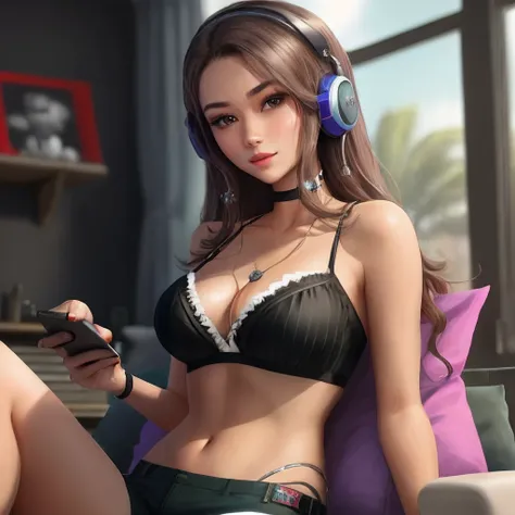 A sexy beauty playing games