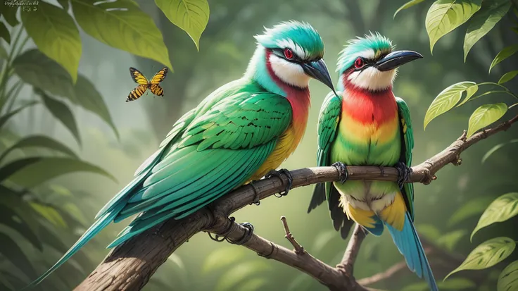 A bee-eaters in a magical grove, extremely detailed  -- ar 3:3 --auto --s2