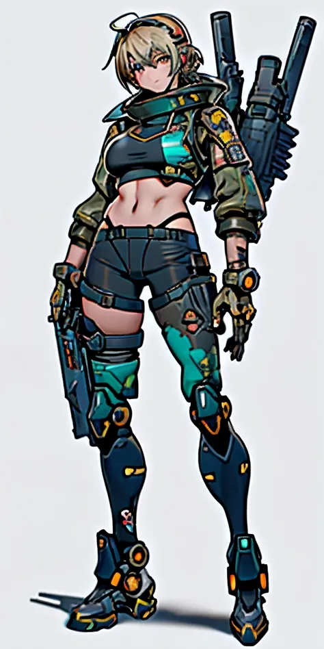 Anime characters with guns and women in bikinis, mechanized soldier girl, Inspired by Masamune Shirow, Mechanized Valkyrie girl, Bikini + tattered military gear, cyberpunk anime girl mech, female mecha, m4 sopmod ii girls frontline, style of masamune shiro...