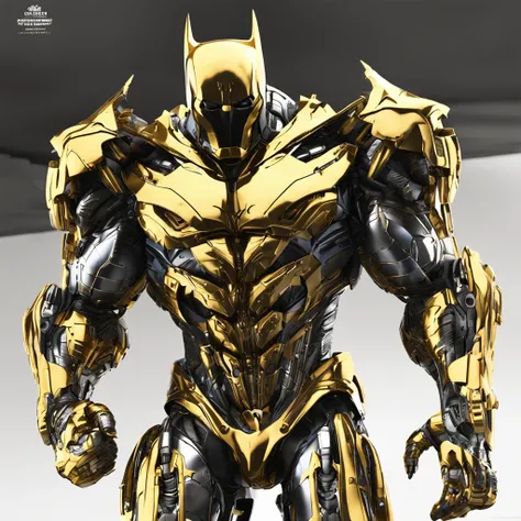 a Batman ultra detailed cybernetic armor yellow gold color.  ::n_ desenho, Imperfection, baixa qualidade, boneco, jogo, anime, assinatura