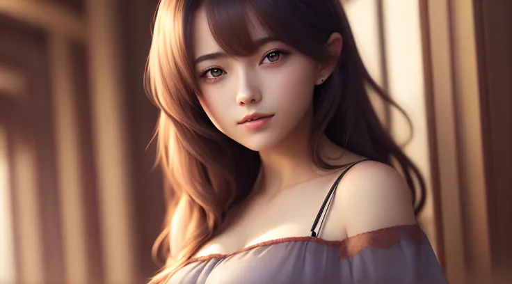 Best quality,masterpiece,ultra high res,(photorealistic:1.4),anime girl,shoulder,charming,Looking at the camera,