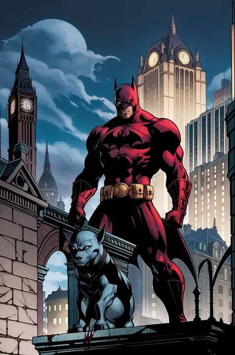 Batman stands on the terrace of the Gotham City Police Station building next to a Gargoyle made of concrete that makes the terrace. There is a lot of blood around him and he watches intently looking for the causes of this mystery.  Bataman is going strong,...