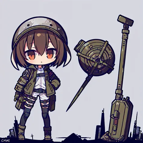 ((((A character from a post-apocalyptic world)))),(chibi:1.1),1girl, Portrait, Revealing clothes,(( full length)), (((completely white background))), (((clean background))), raider