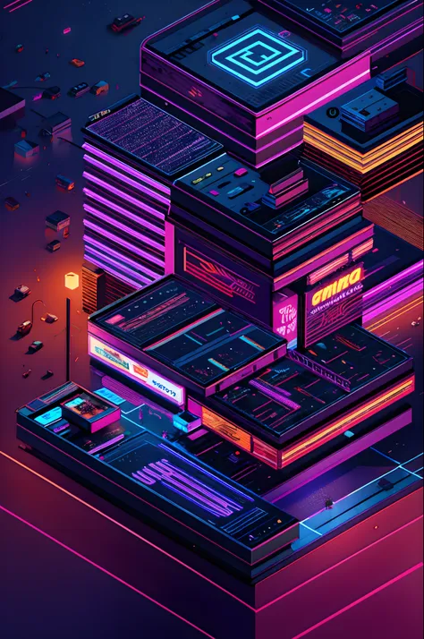 isometric,outdoors, no humans, scenery, sign, cable, trash can, neon lights, san fransisco scene,  ultra sharp, best  illustrati...