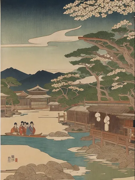 Arte japonesa,Edo period,okyio-e arte, lirios,natureza.