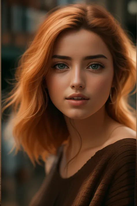 young Ana de Armas, Photorealistic, red-haired, hyper-realistic, hyper-detailing, analog style, sub-surface Scattering, Realistic, Masterpiece, Best Quality, ultra-realistic, 8K, the golden ratio, Intricate, high detail, soft focus, RAW photo, subject, (hi...