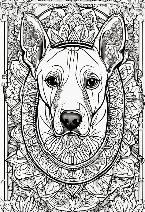 Desenho de Desenhos para colorir para adultos, linhas em negrito, linhas escuras, corpo mandala, corpo do filhote de cachorro, labrador retriever mandala cara de cachorro, Mandala Face, symmetric, Background Story, Arte de linha limpa, arte de linha fina, ...