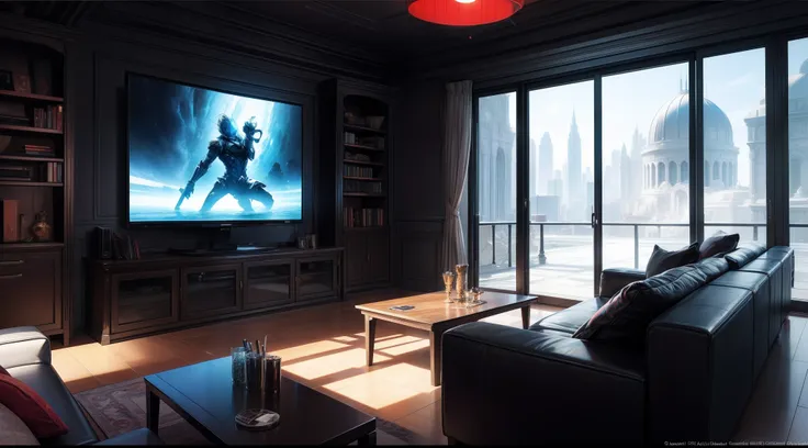 To design a distinctive and inspiring electronic game room that combines excitement and technological entertainment, I will use dark and saturated colors such as black and dark red to create an atmosphere of mystery and suspense, I will choose comfortable ...