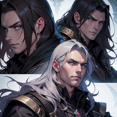 Castlevania Lord of shadows hyper realistic super detailed face portrait zoom angle different positions of the same Character design different angle view