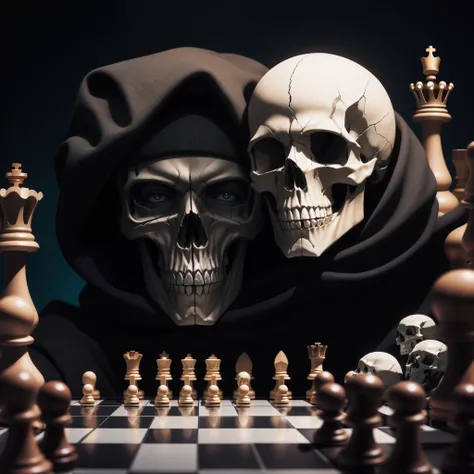 create a skull image playing chess