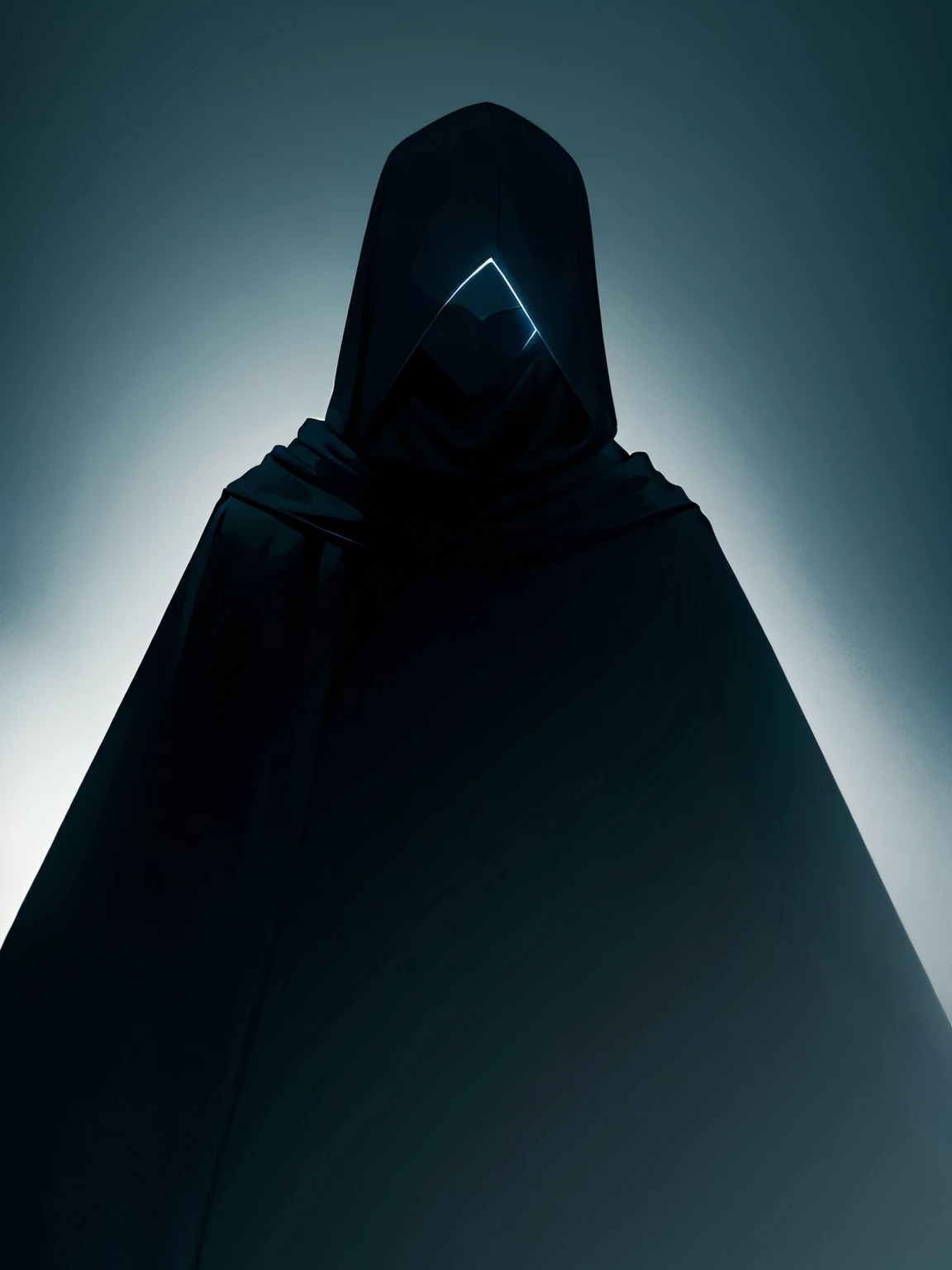 a mysterious figure cloaked in shadow, shrouded in darkness, medium shot, front view, clean bright colors, intricate and highly detailed, a lot of details, dark lighting