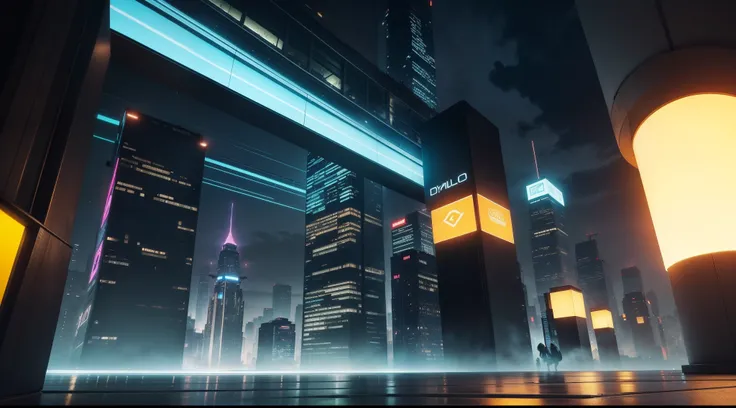 A beautiful futuristic city is depicted in this ultra-realistic 8k photo. A rua principal da cidade apresenta um estilo de arquitetura moderna, with elegant buildings and futuristic lines. Realistic lighting creates bright reflections on facades, while the...