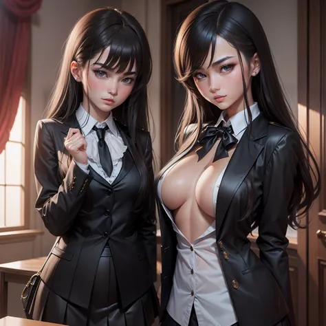 tmasterpiece，Bigchest:1.8，blacksilk，schoolgirls，Realistis，Shy