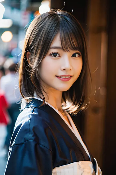 (8K、Raw photography、top-quality、​masterpiece:1.2)、(realisitic、Photorealsitic:1.37)、ultra-detailliert、超A high resolution、女の子1人、beautifull detailed face、A smile、Constriction、(Slim waist) :1.3)、Beautiful detailed skin、Skin Texture、Floating hair、Professional L...