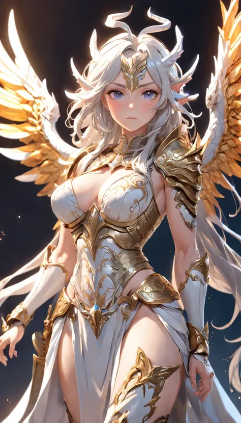 (extremely detailed CG unity 16k wallpaper:1.1), (Denoising strength: 1.45), (tmasterpiece:1.37), side lighting, lifelike texture, Full-body female Greek gods wore intricate armor, Control a white dragon, Glowing skin, Detailed cuirass, Wild flowing hair, ...