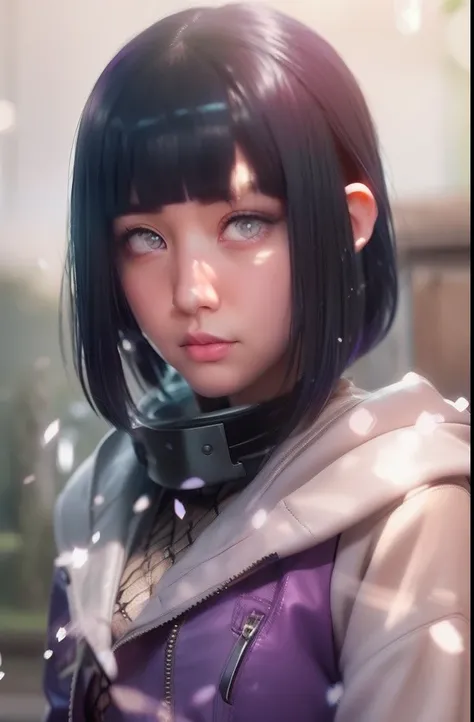 Hinata hyuga A woman was standing in the yard. He looked like he was wearing a gray suit. With a silver purple leather jacket. She had short blue hair with bangs in front. White as snow. And rosy cheeks. And a tiny pink lip. He looked into the camera. So p...