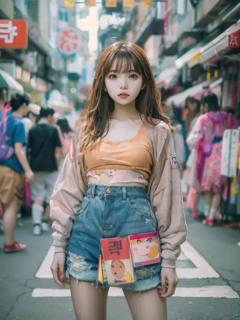 8k, top-quality, （pubic hair beauty）、hight resolution, realisticlying, realperson, Woman standing in front of a stall on a busy street、a picture inspired by Yuumei、Unsplash Contest Winner、真实感、a Korean girl、Ulzo、Beautiful Korean Woman、chinaese girl、Popular ...