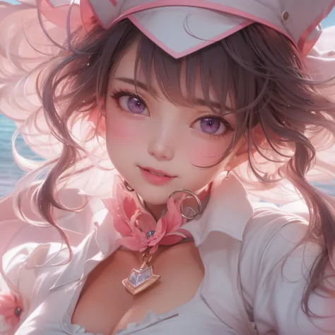 Close up of a smile with the corners of the mouth raised、Nurse、Nurse Costume、Cosplay、(realisitic、hight resolution)、(1 girl in)、Nurse、Do-Up Eye、Korean Girl、(Best Quality), (masutepiece), (1girl in), Solo, a beauty girl, Perfect face, Big Breast,dreamlikeart...