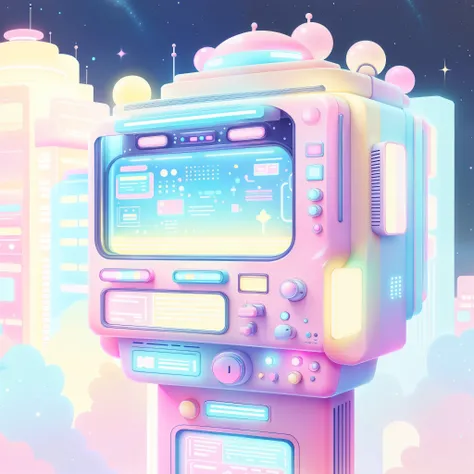 Kawaii Tech,pastel color, kawaii,  Cute colors ,scifi,  
Food Trucks, signboard