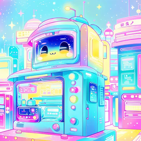 Kawaii Tech,pastel color, kawaii,  Cute colors ,scifi,  
Food Trucks, signboard