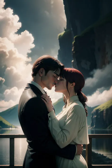 Fantasia、fantastic landscape、Kissing scene between a man and a woman