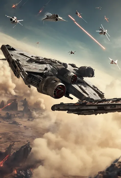 cenario de naves x wings star wars em guerra contra um destroier imperial