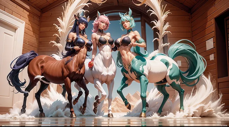 In the beautiful illustration of this super-grand scene，The ultra-long-range lens is shown（Over eight unique centaur characters：9.9），They all have their own characteristics，Vivid and interesting。Radiant angelic centaurs from the heavenly realm，To the helli...